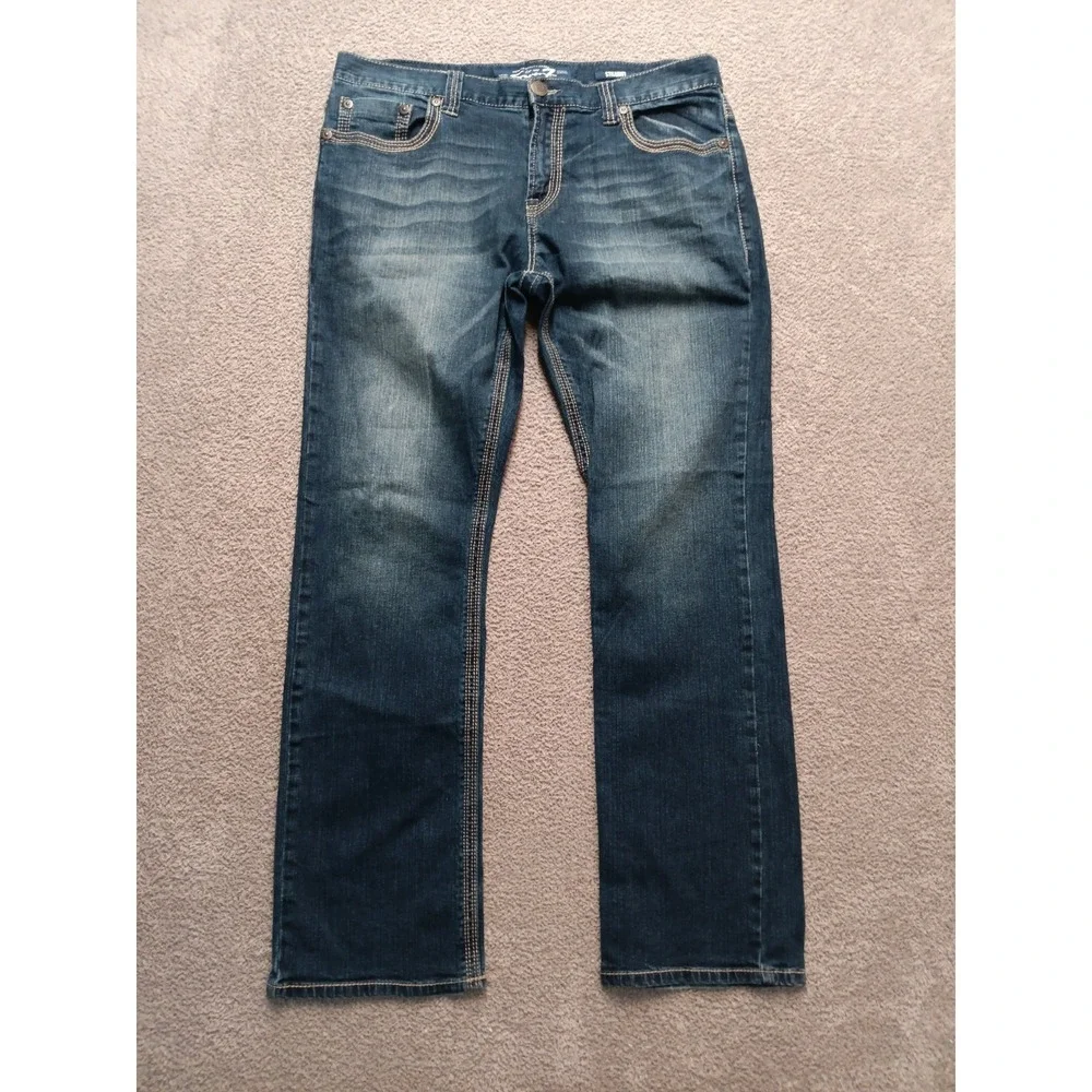 Seven7 Straight Jeans 36x34 Dark Wash Heavy Stitch‎ Western Denim